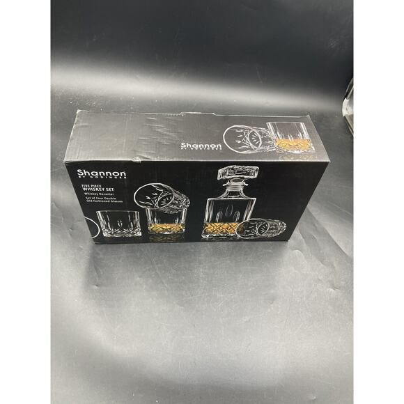 Shannon by Godinger Crystal Whiskey Decanter & 4 Double Old Fashioned Glasses - Picture 2 of 3